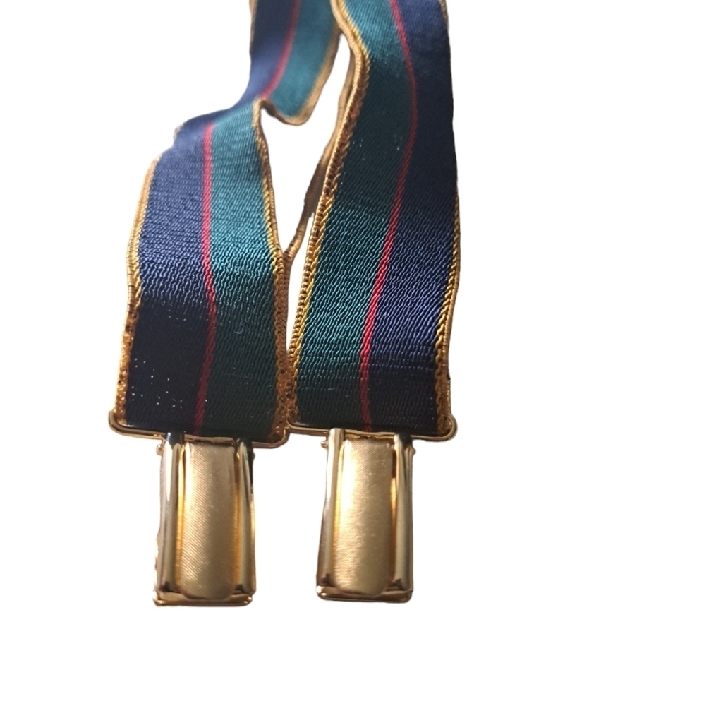VTG BREVETTE SGDG striped suspenders leather center elastic stretch narrow mens